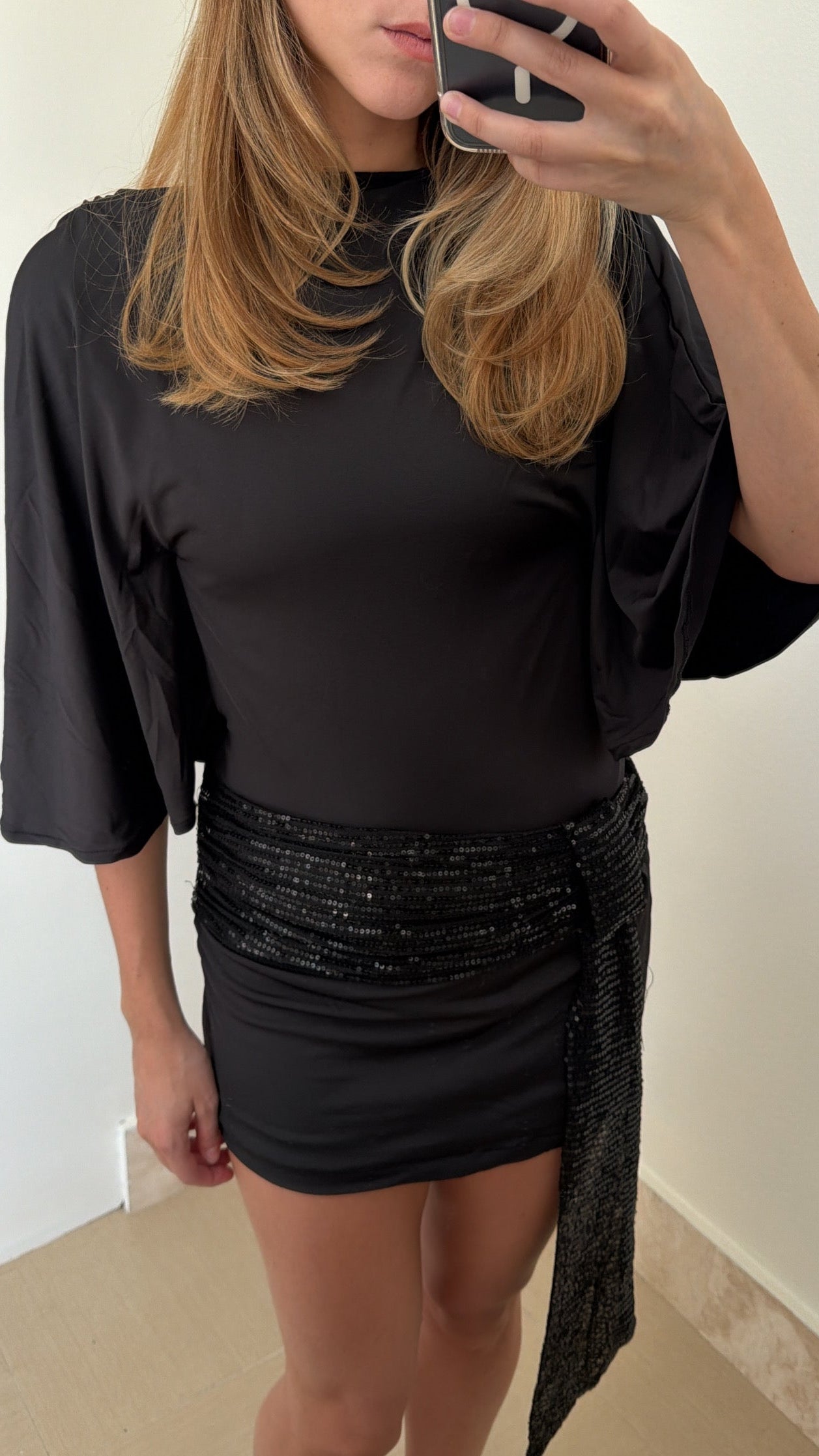 Tie Waist Bell Sleeve Casual Dress