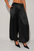 Woven Satin Balloon Harem Pants