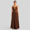 Stretch Knit Cutout Pleated Maxi Dress