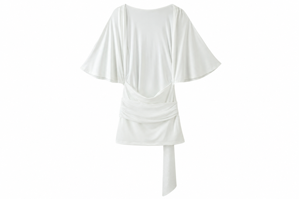 Tie Waist Bell Sleeve Casual Dress