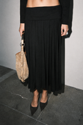 Knit Fold Over Waist Maxi Skirt