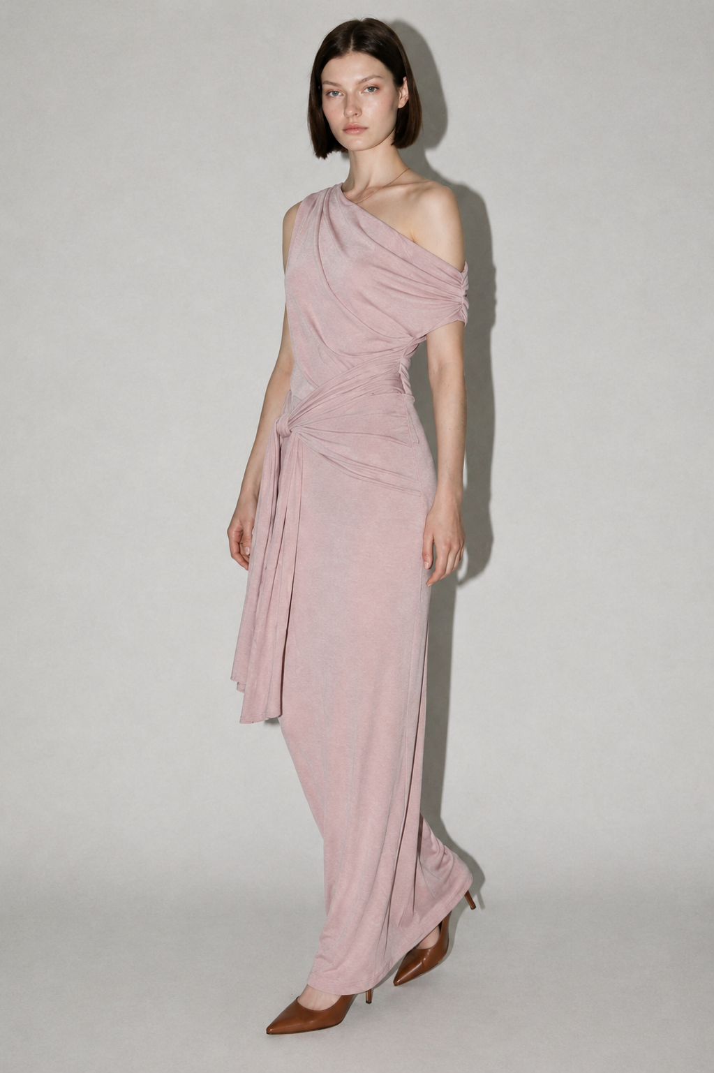 Asymmetric Draped Maxi Dress
