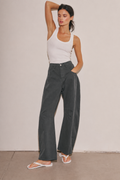 Cotton Wide Leg Barrel Pants (Vintage Navy)