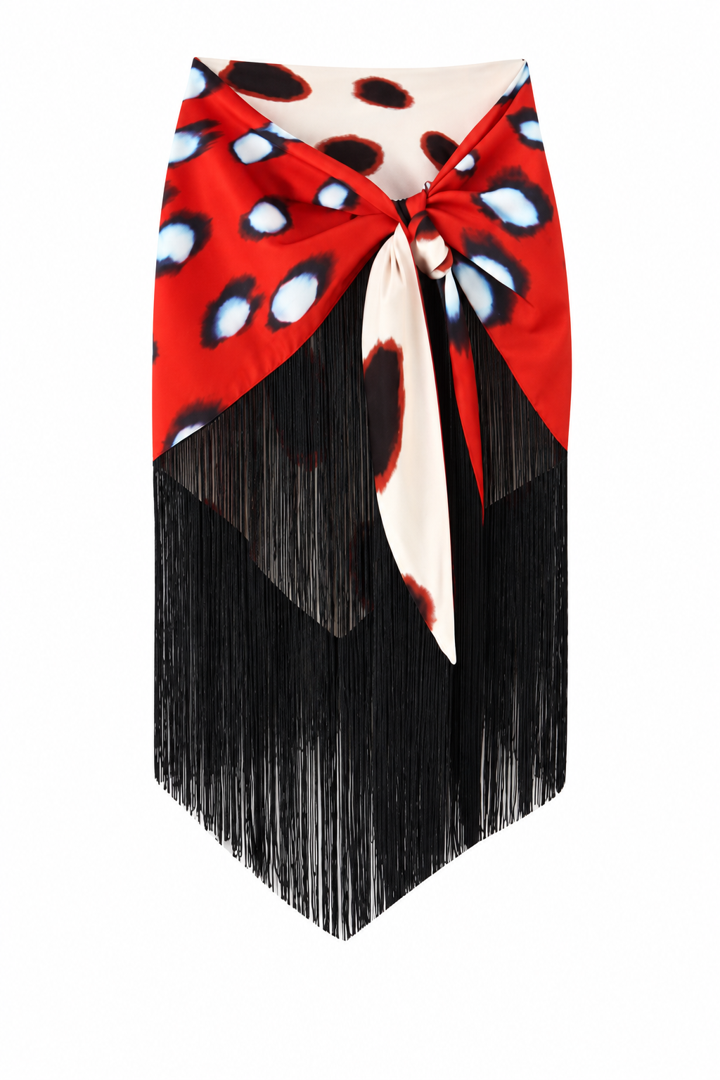 Polka Dot Fringe Wrap Skirt