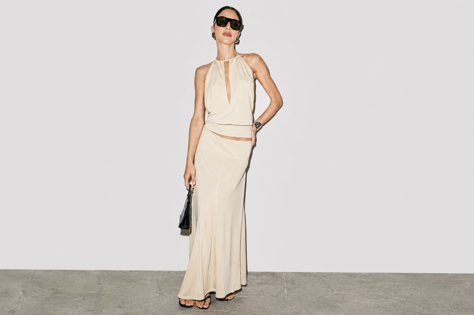 Halter Bias-cut Maxi Set