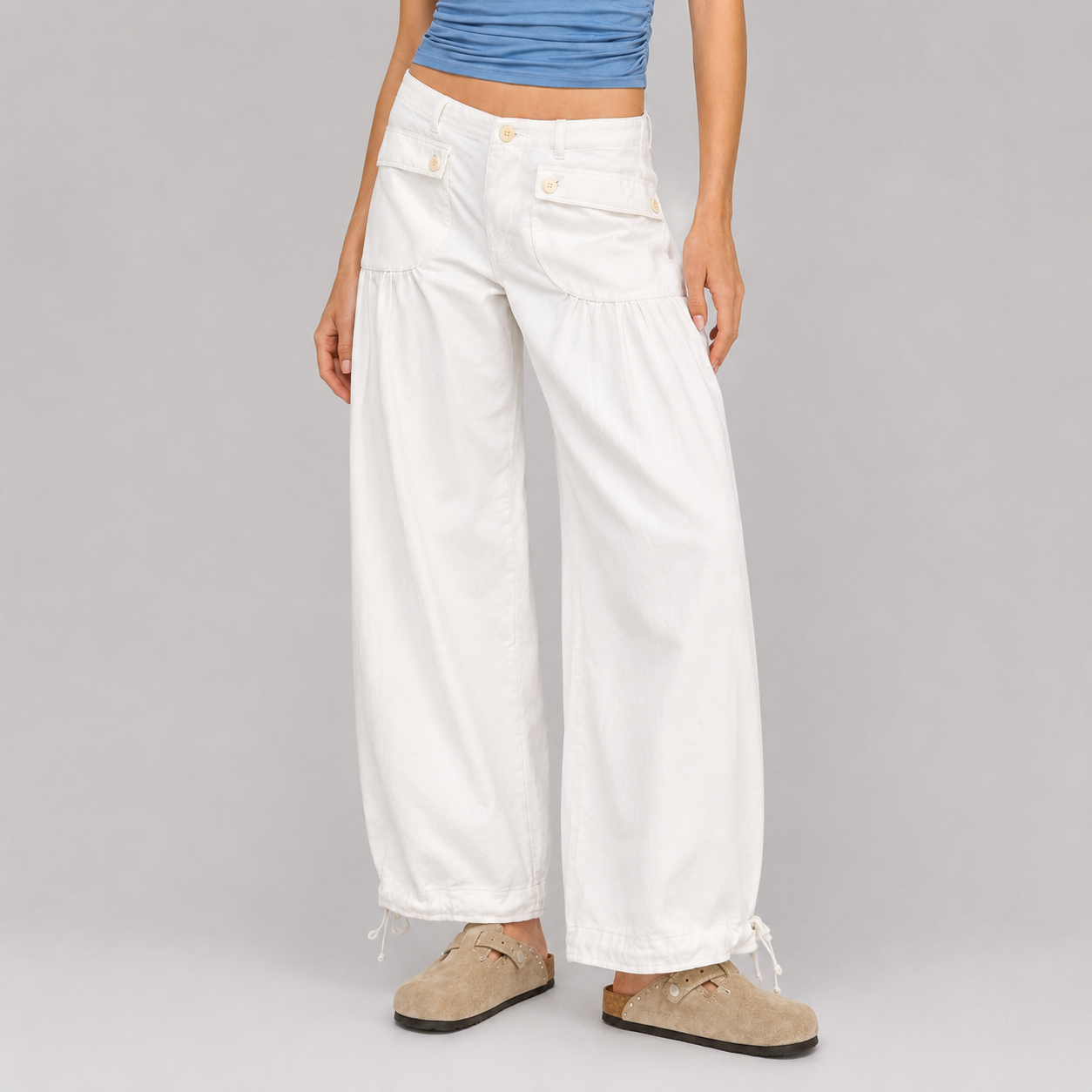 Lotus Balloon Jeans - White