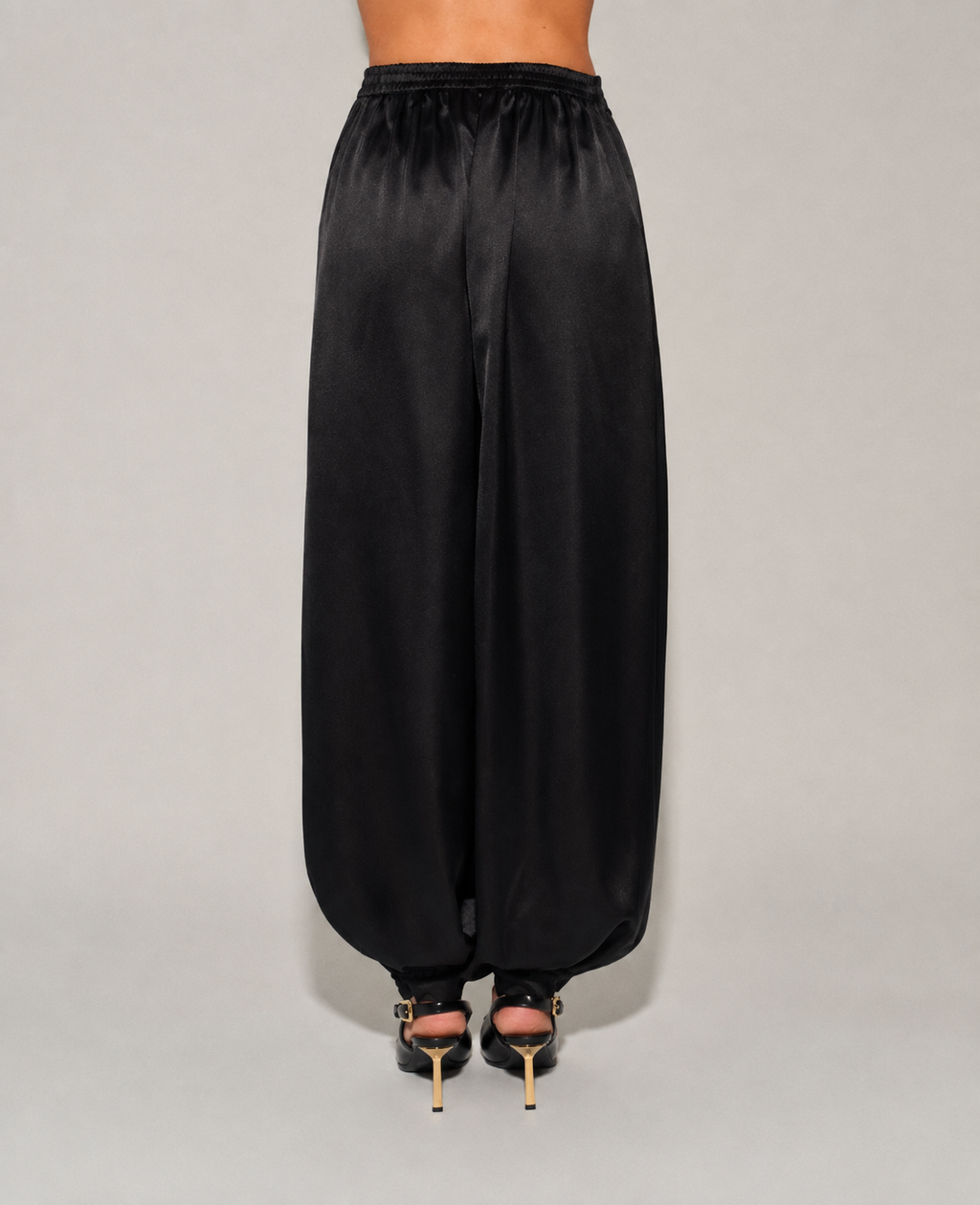 Woven Satin Balloon Harem Pants