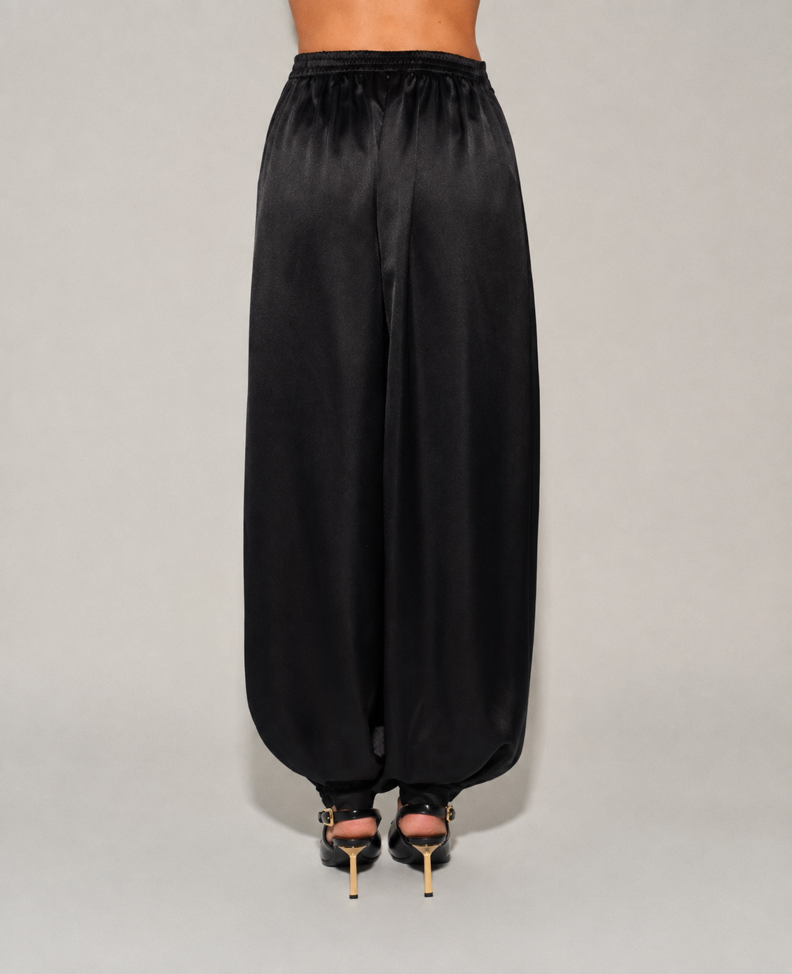 Woven Satin Balloon Harem Pants