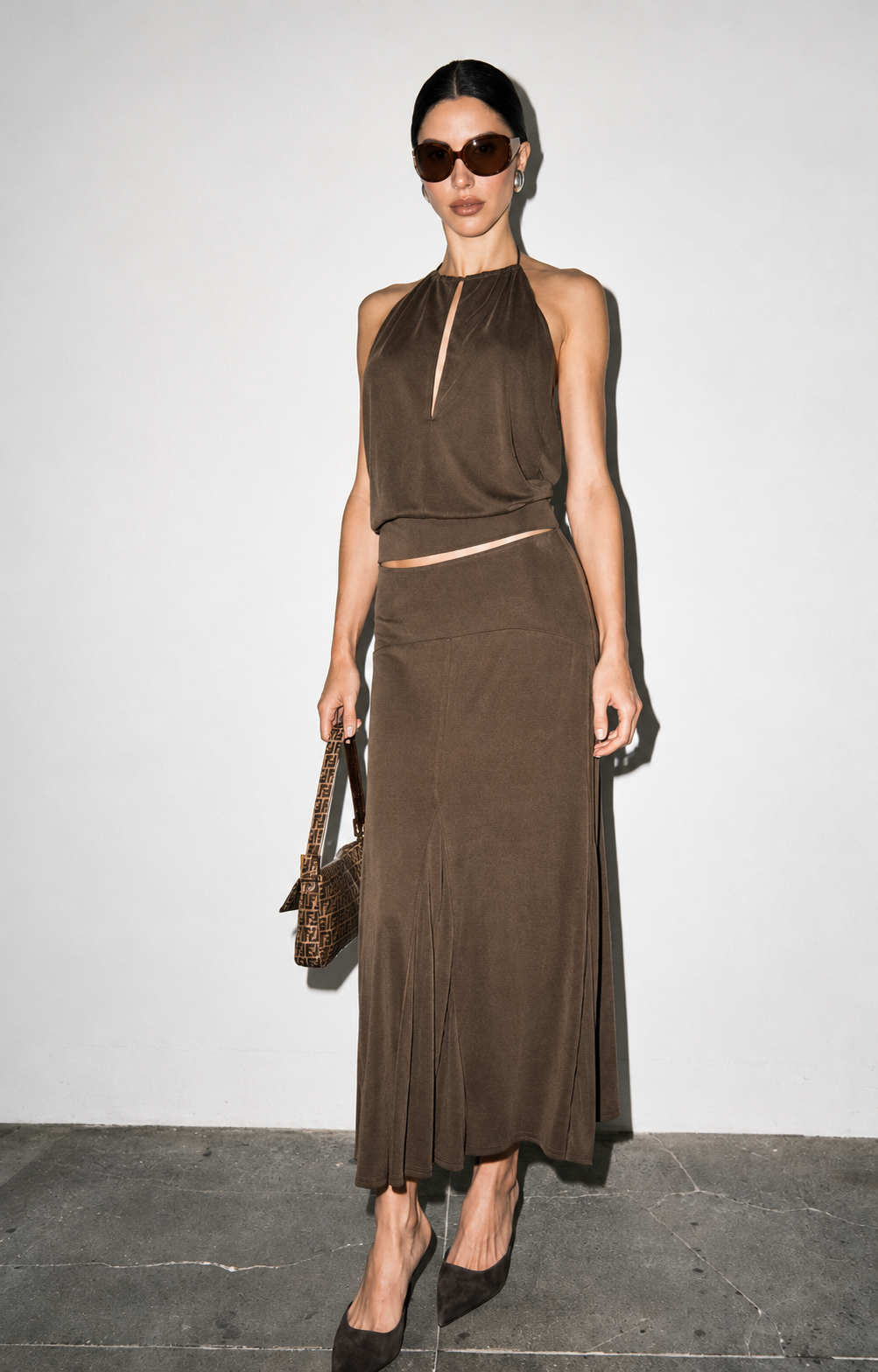 Halter Bias-cut Maxi Set