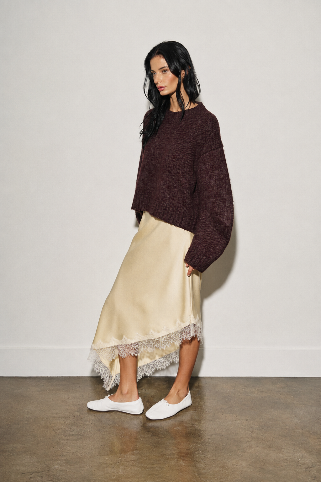 Asymmetrical Skirt W/ Lace