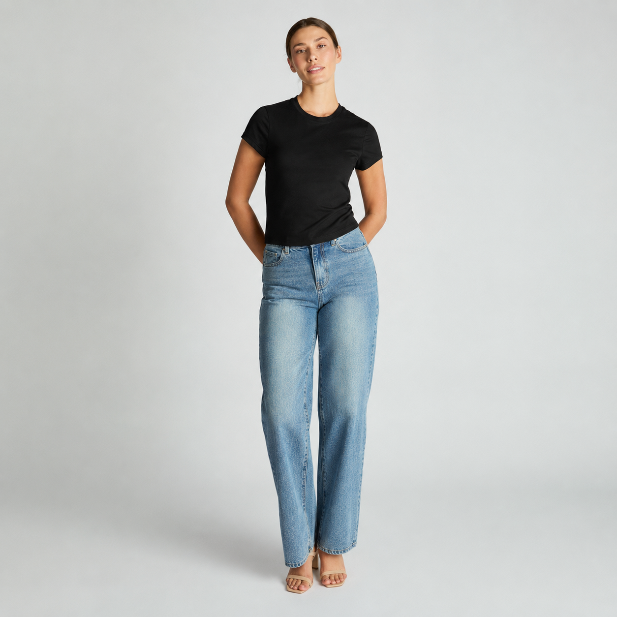 Cotton Short Sleeve Mini Tee - Black