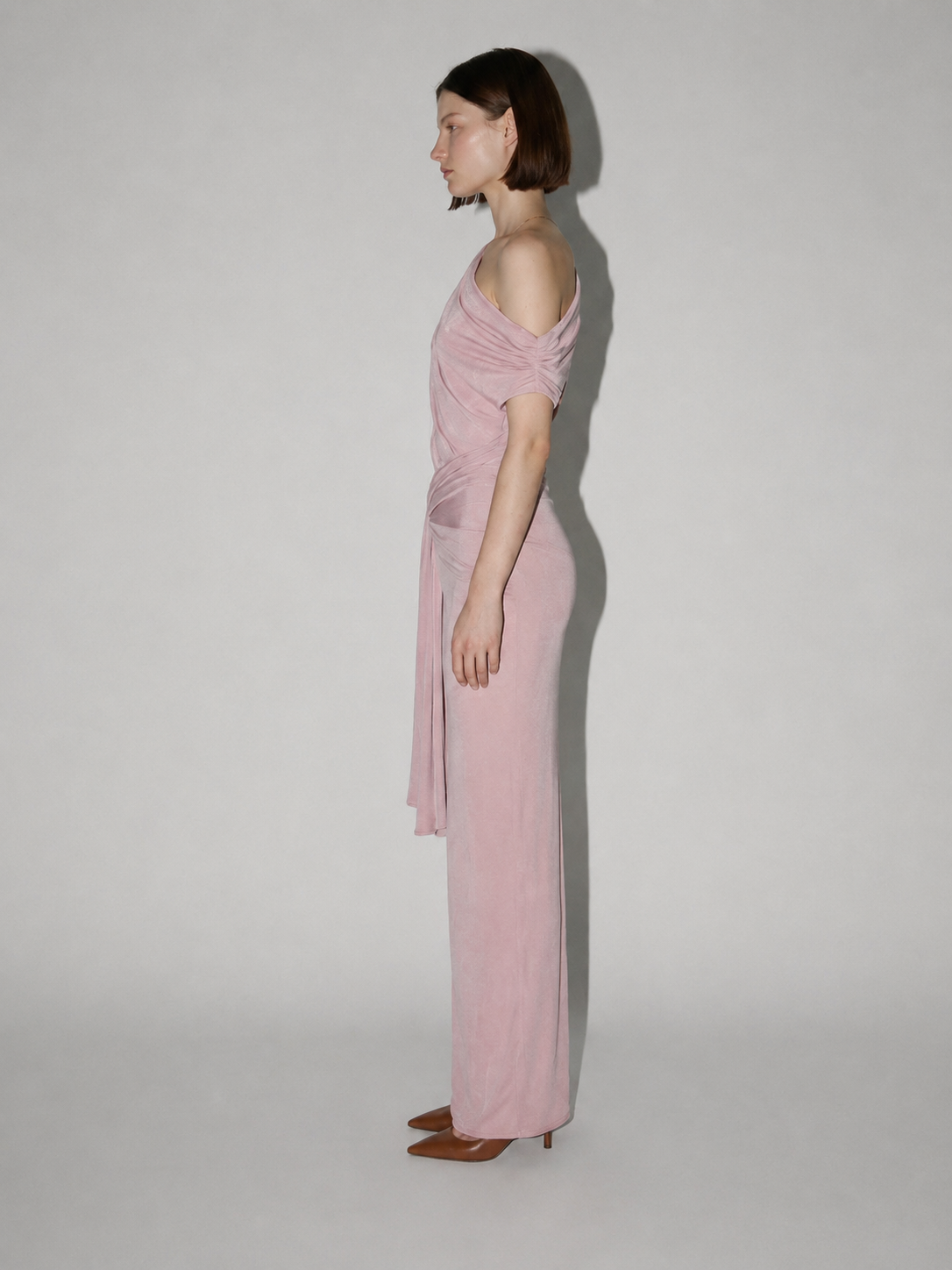 Asymmetric Draped Maxi Dress