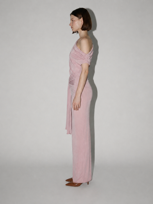 Asymmetric Draped Maxi Dress