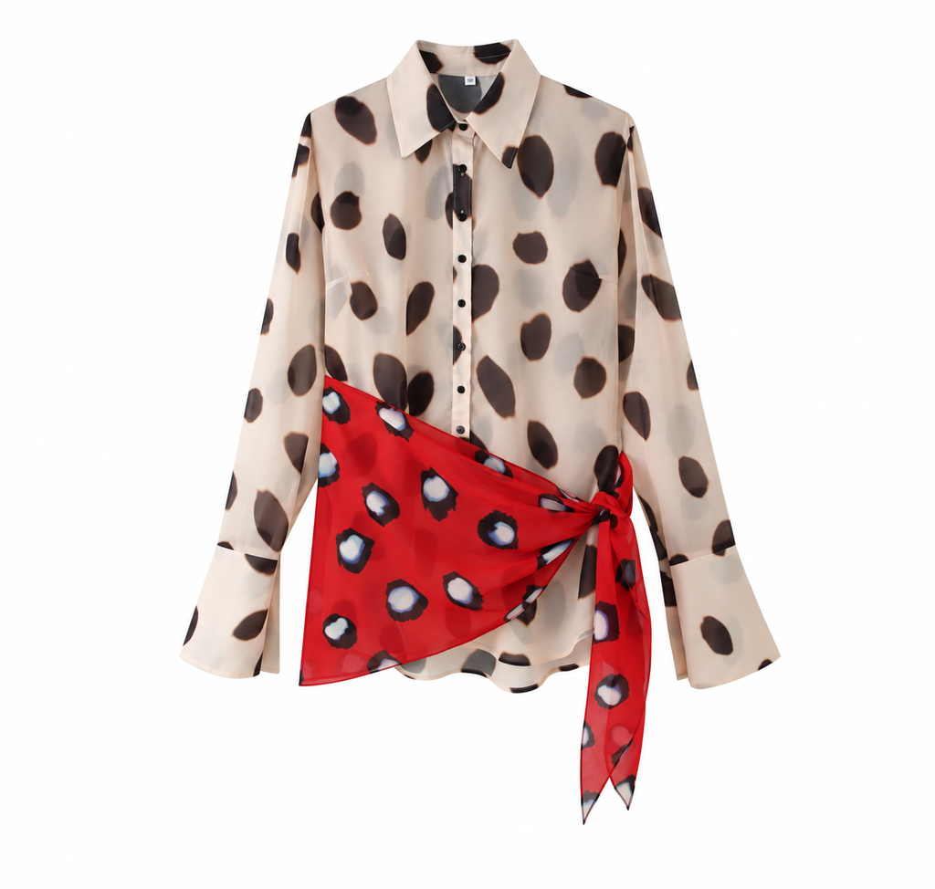Polka Dot Sheer Wrap Mini Dress