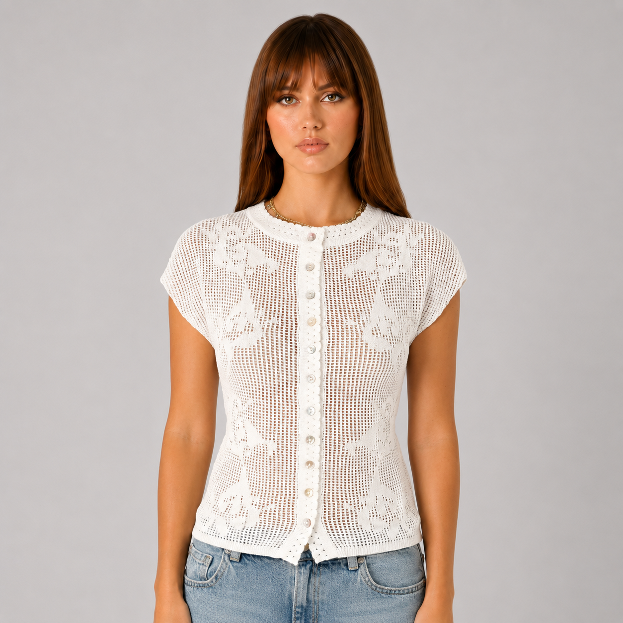 Floral Crochet Knit Cardigan Top
