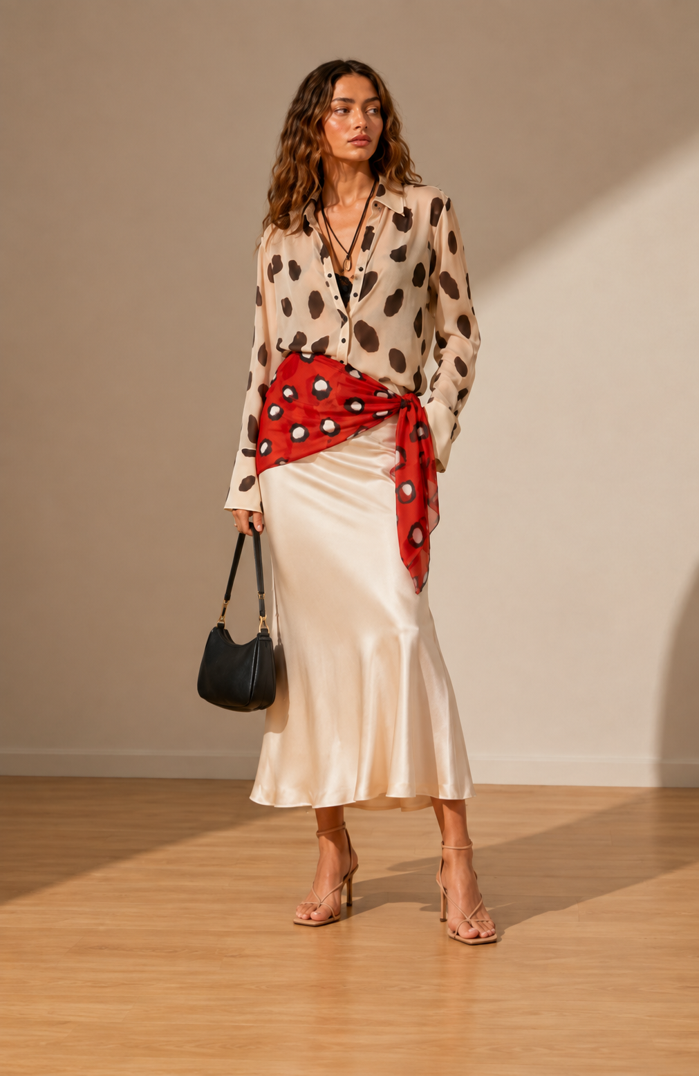Polka Dot Sheer Wrap Mini Dress