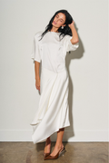 Asymmetrical Satin Midi Dress