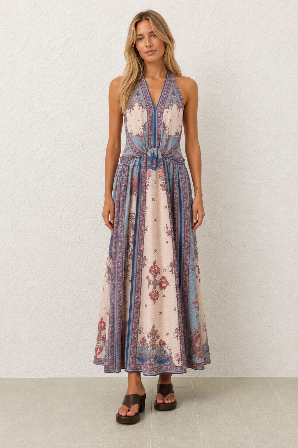 Printed Halter Maxi Dress