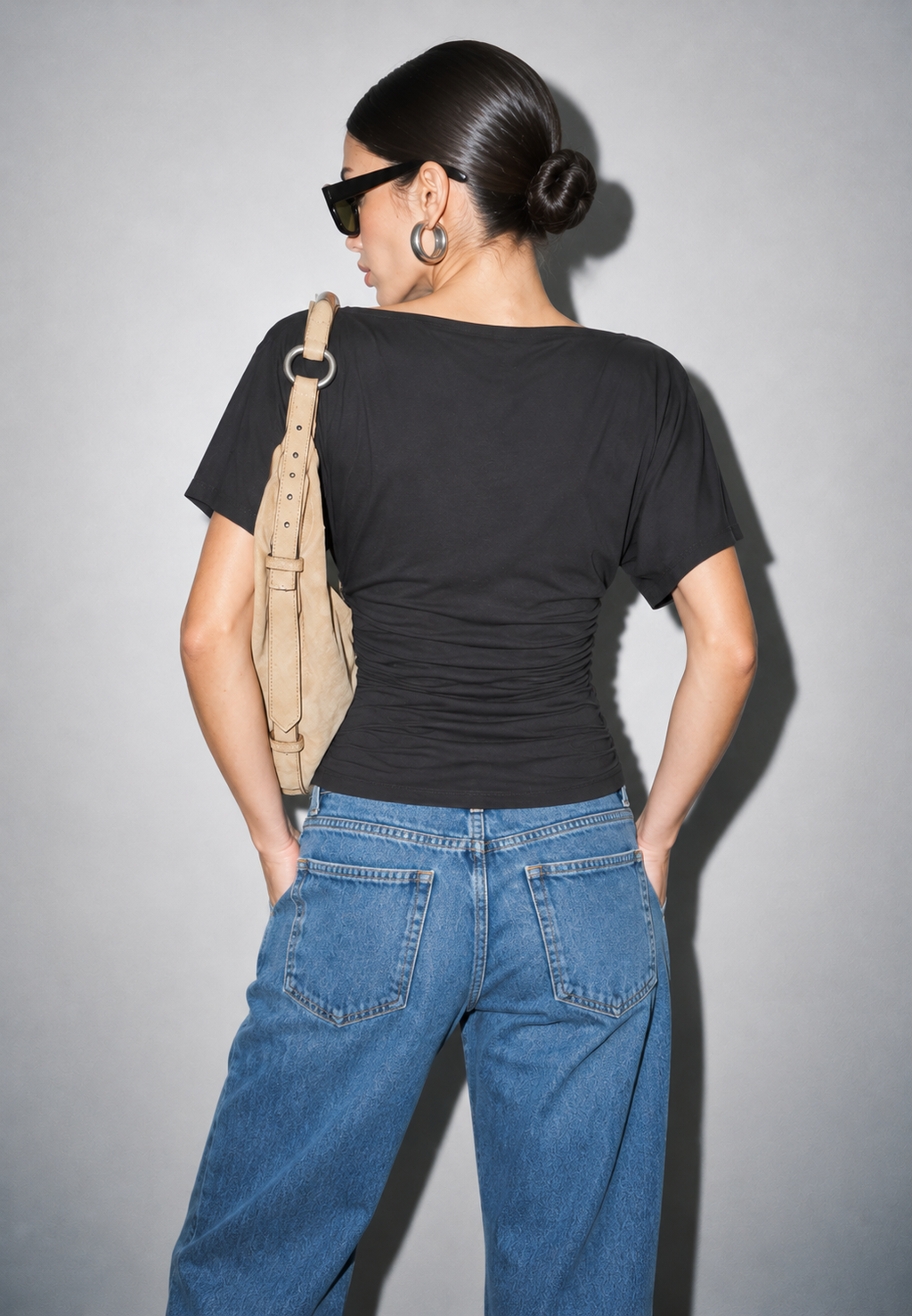 Cowl-Neck Ruched Top