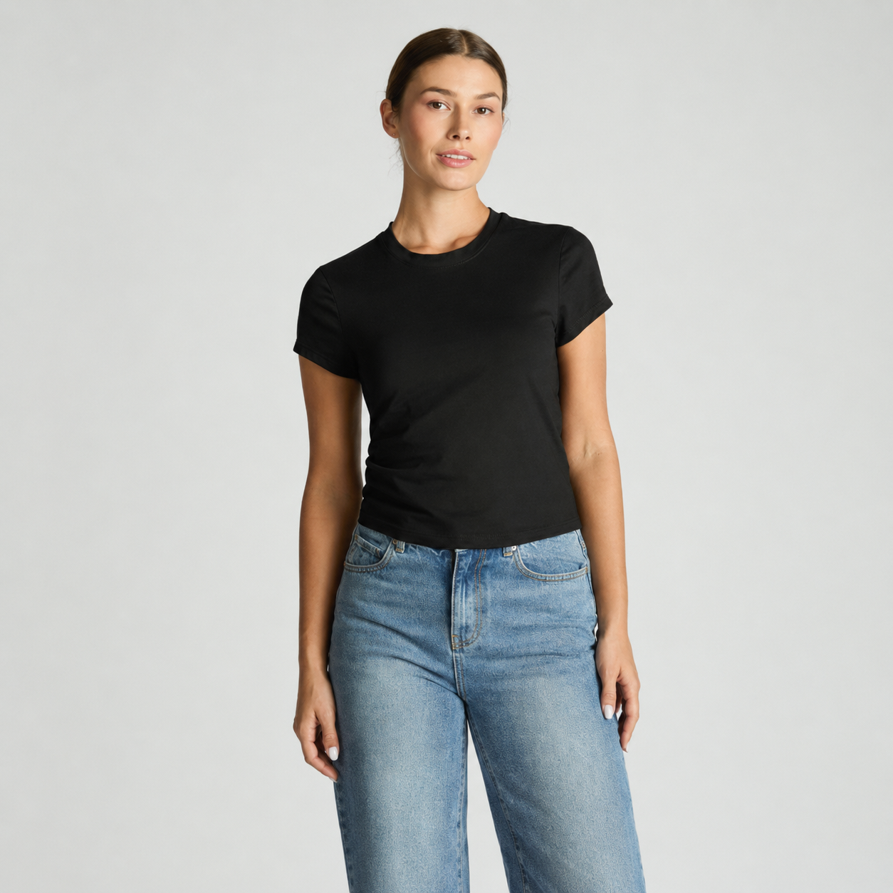 Cotton Short Sleeve Mini Tee - Black