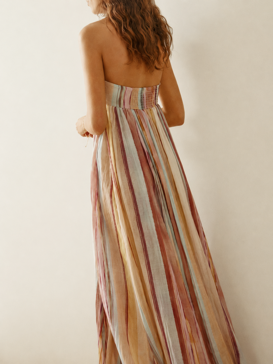 Striped Strapless Maxi Dress